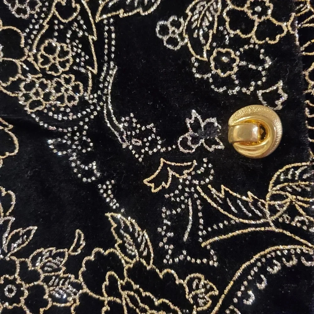 RICHARD KRISTALL | Velvet Metallic Glitter Blazer sz L - Picture 6 of 11